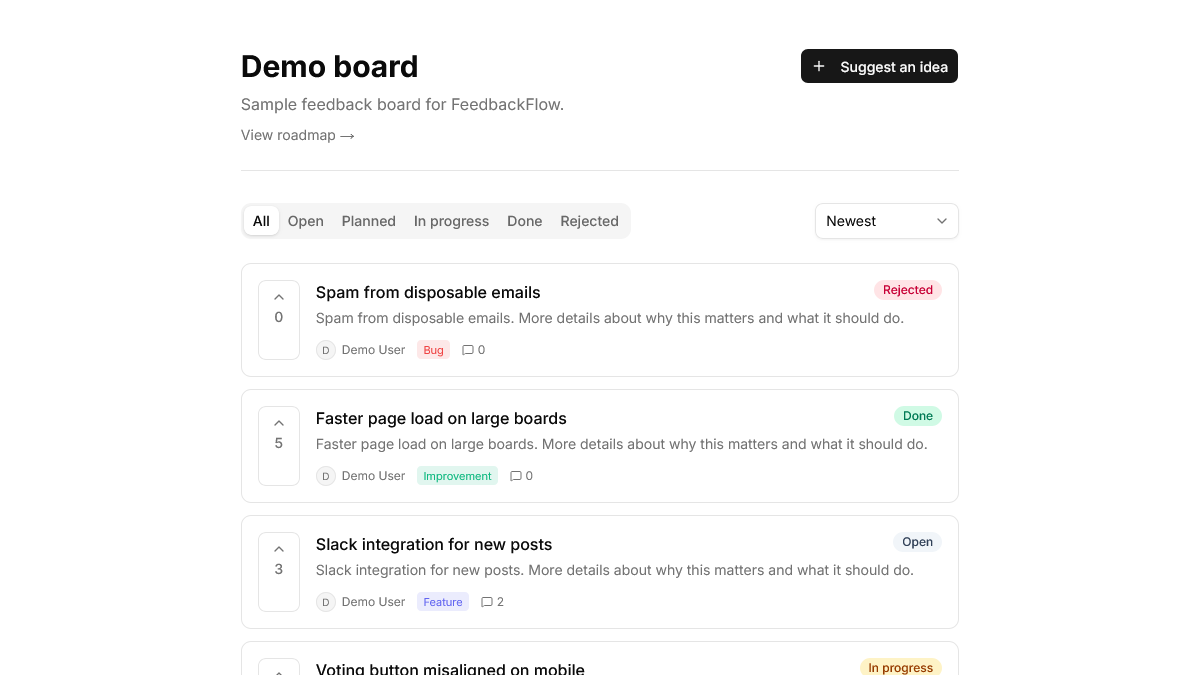 Aperçu de FeedbackFlow