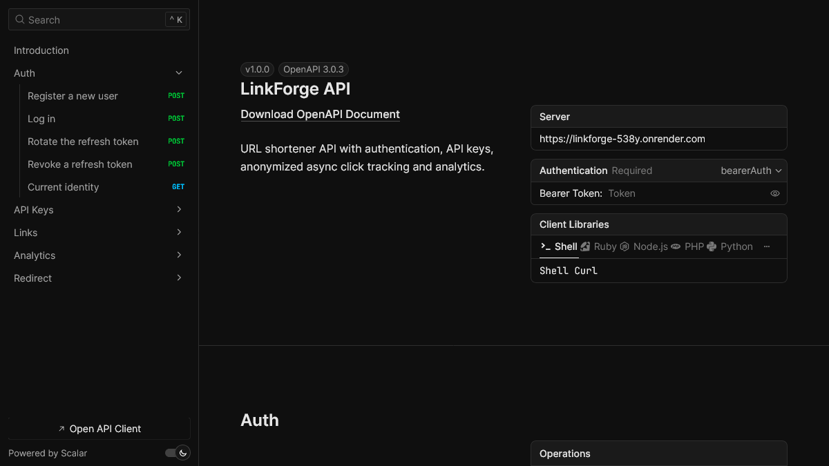Aperçu de LinkForge